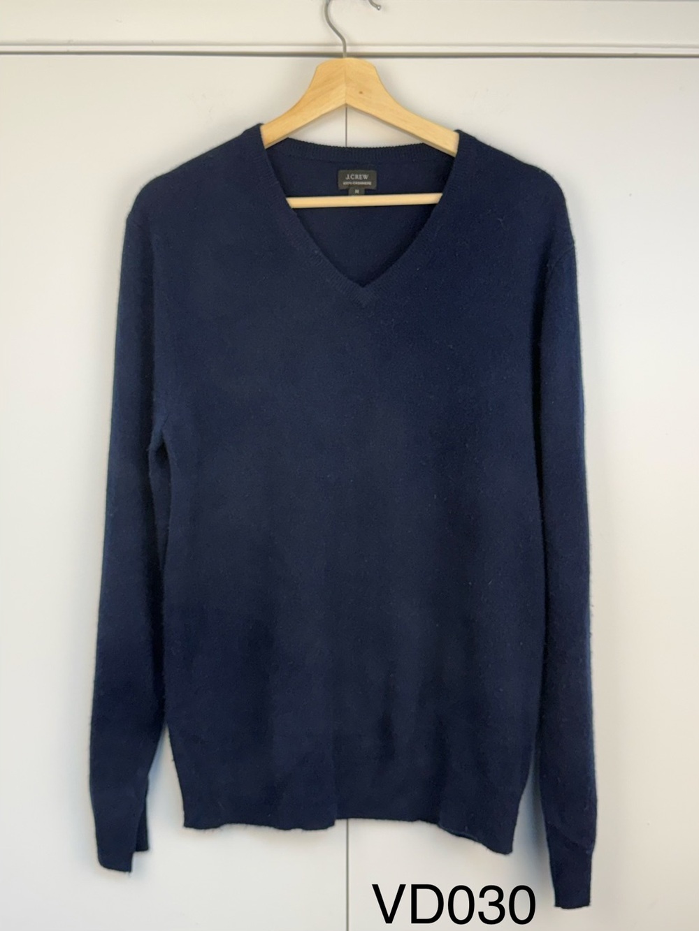 J.Crew Men's Navy 100% Cashmere V-Neck Sweater M